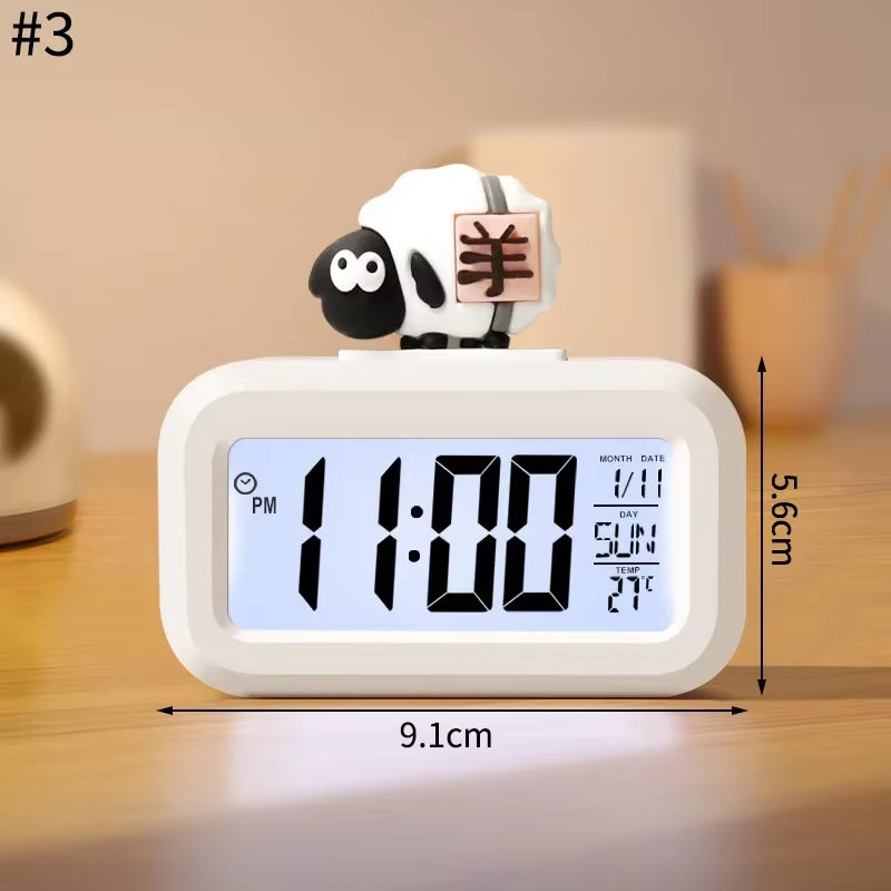 Reloj Despertador LED Kawaii – Cerdito, Luz Nocturna y Digital