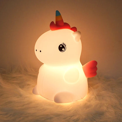 Unicornio LED para Dormitorio Infantil – Lámpara Táctil USB