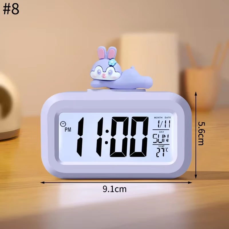 Reloj Despertador LED Kawaii – Cerdito, Luz Nocturna y Digital