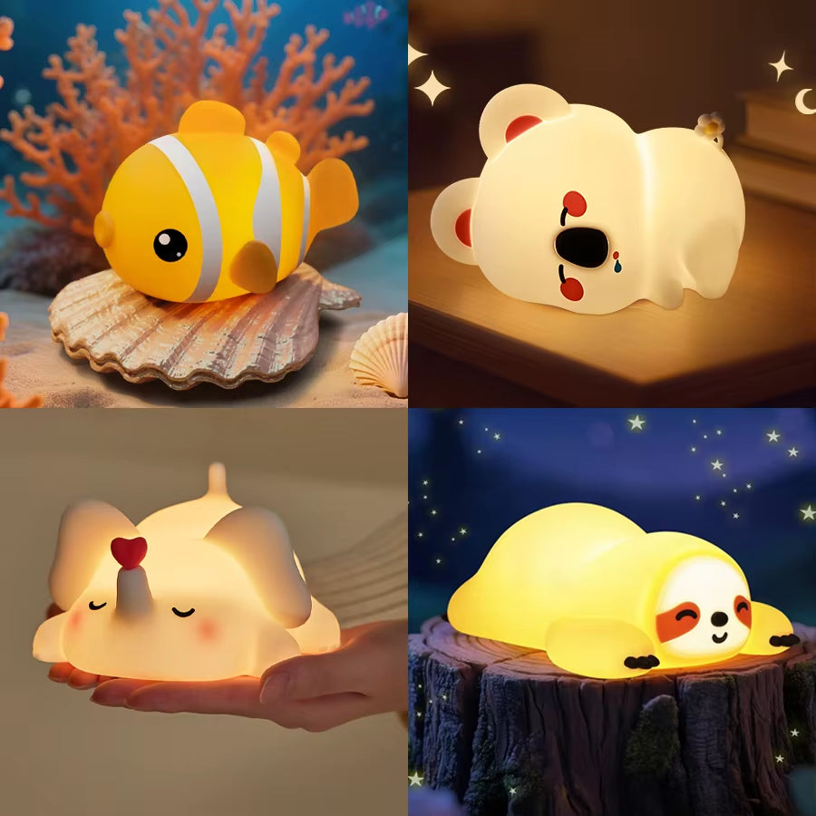 Lámpara Nocturna LED Animalito – Recargable USB, Portátil