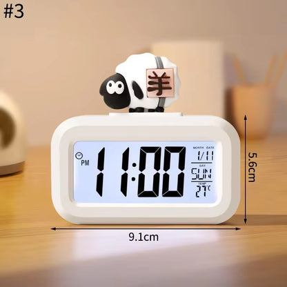 Reloj Despertador LED Kawaii – Cerdito, Luz Nocturna y Digital
