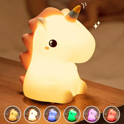 Unicornio LED para Dormitorio Infantil – Lámpara Táctil USB