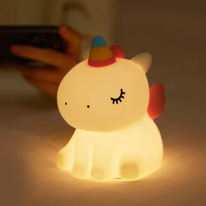 Unicornio LED para Dormitorio Infantil – Lámpara Táctil USB