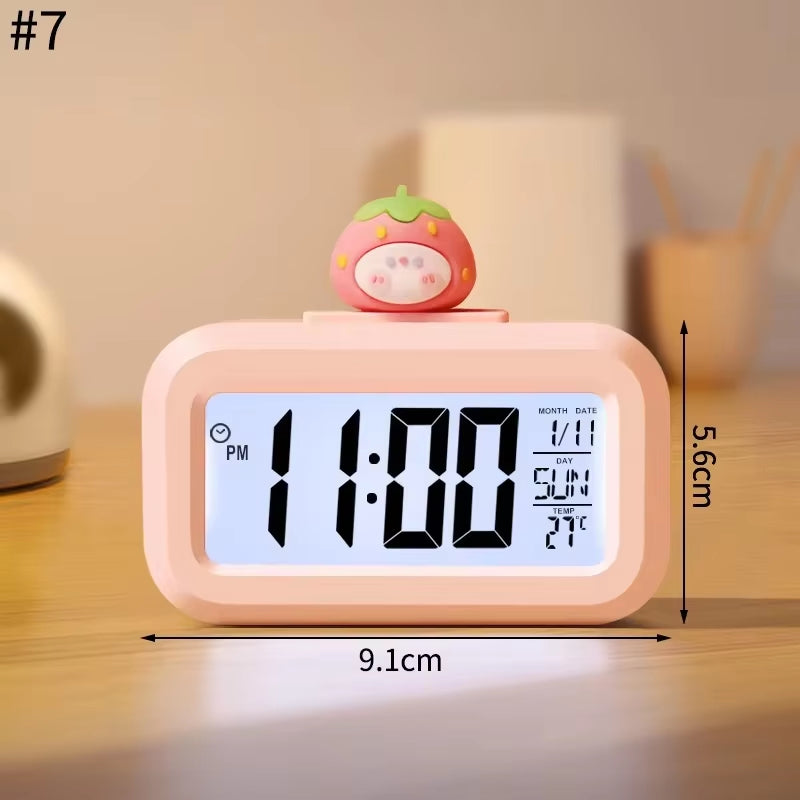Reloj Despertador LED Kawaii – Cerdito, Luz Nocturna y Digital