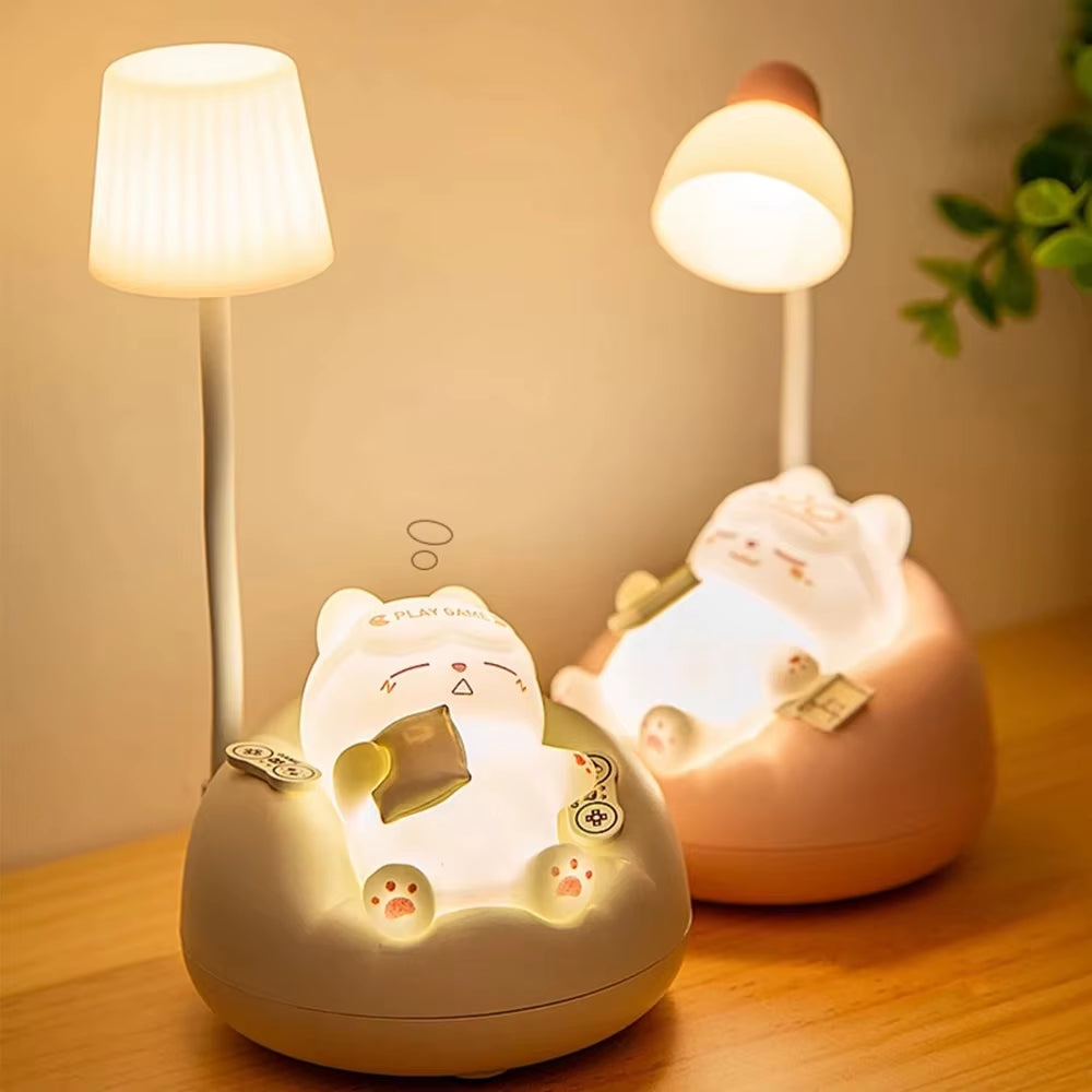 Mini Lámpara LED Gato – Luz Ajustable, Recargable y Portátil para Dormitorio