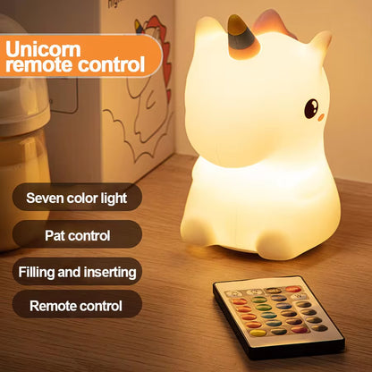 Unicornio LED para Dormitorio Infantil – Lámpara Táctil USB