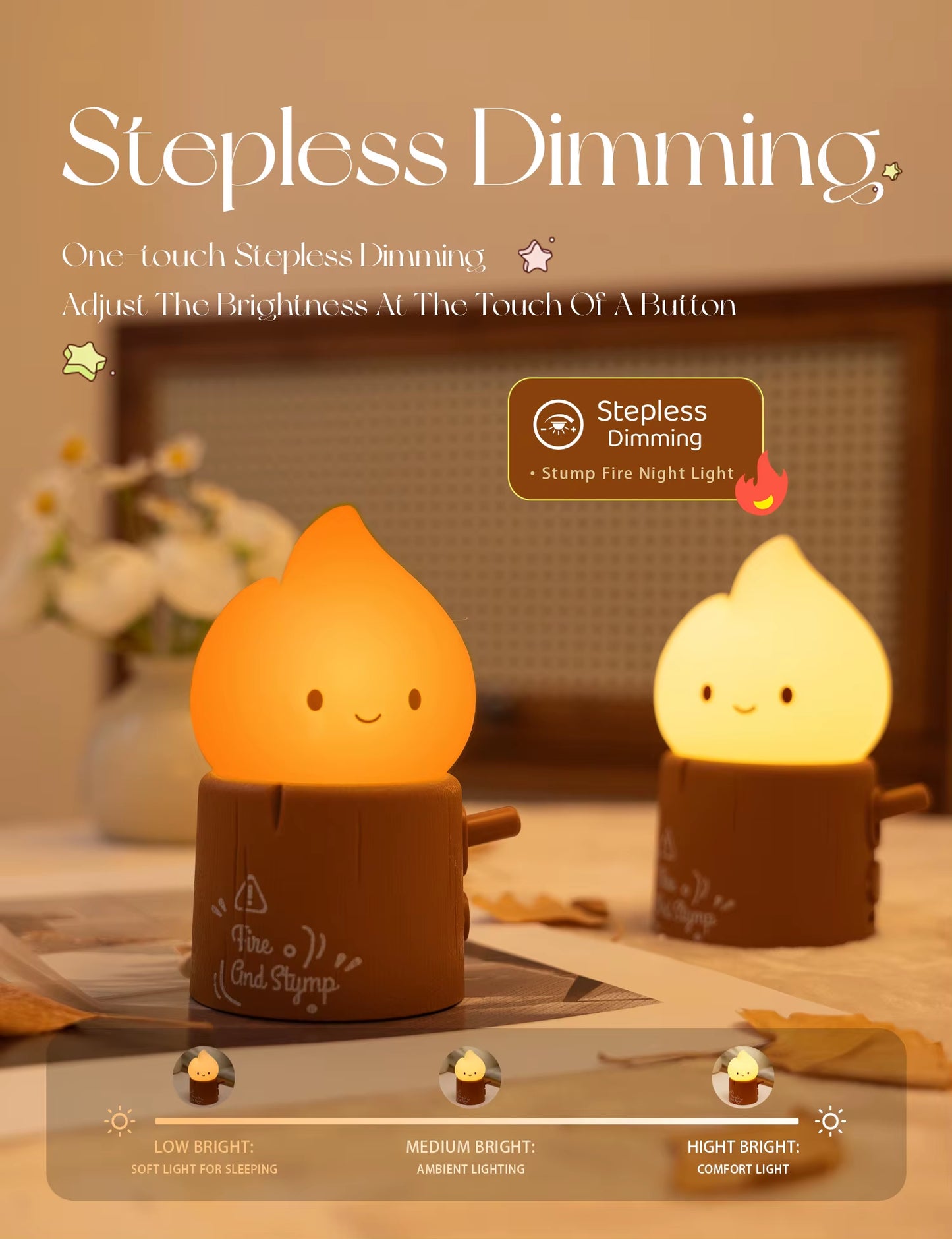Luz Nocturna Infantil en Forma de Vela – Regulable y Segura para Dormitorio