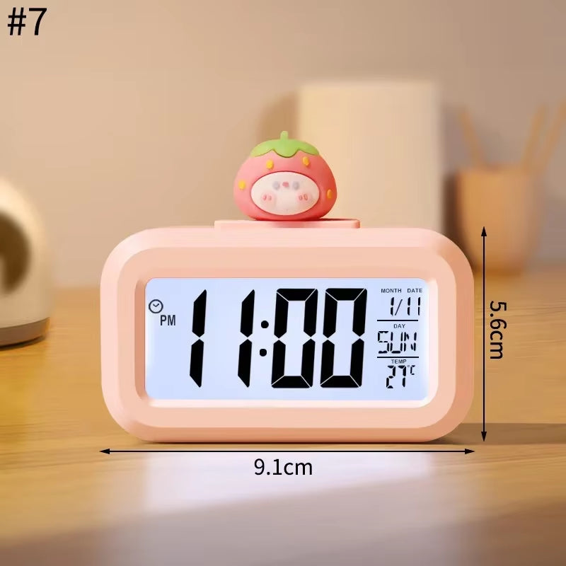 Reloj Despertador LED Kawaii – Cerdito, Luz Nocturna y Digital