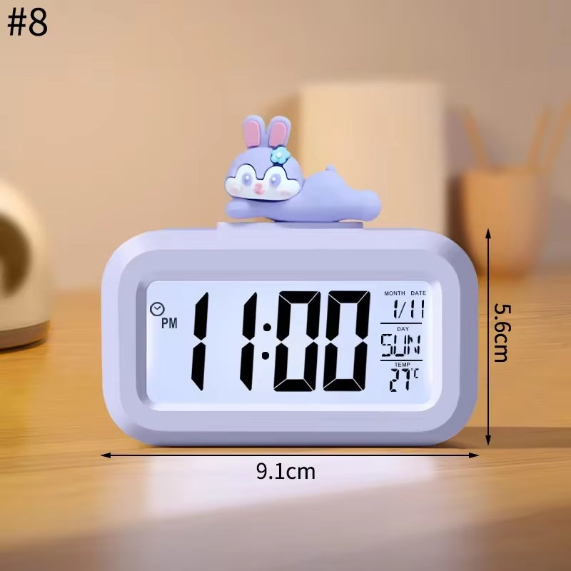 Reloj Despertador LED Kawaii – Cerdito, Luz Nocturna y Digital