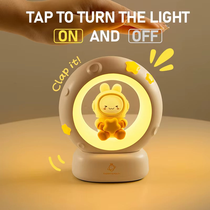 Cute Panda LED Clap Night Light Cat Rabbit USB Rechargeable Reading Table Lamp Room Decor Gift for Baby Children Sleeping Lights