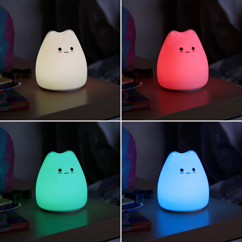 Lampara Nocturna De Mesa LED Infantil Quitamiedos Y Recargable "Cat"