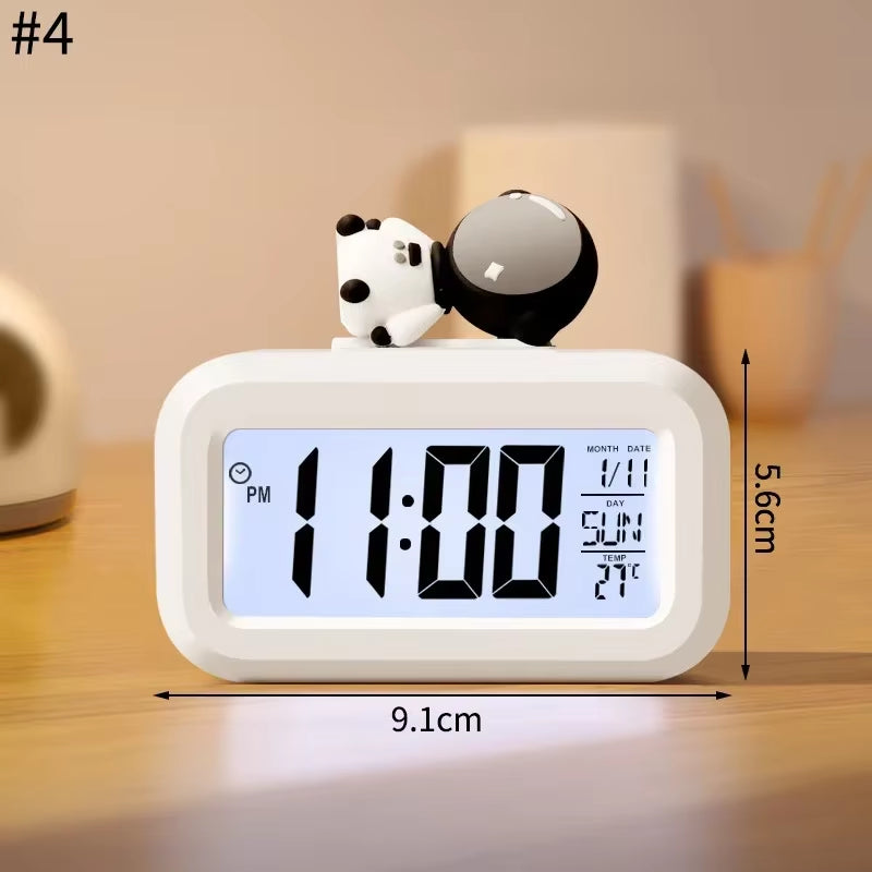 Reloj Despertador LED Kawaii – Cerdito, Luz Nocturna y Digital
