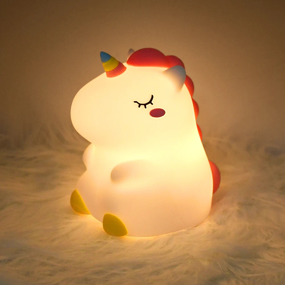 Unicornio LED para Dormitorio Infantil – Lámpara Táctil USB